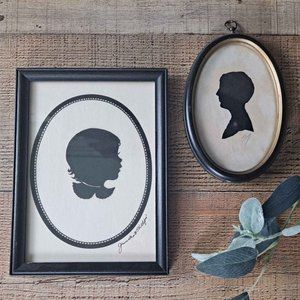 Vintage Silhouette Framed Pictures - A Pair